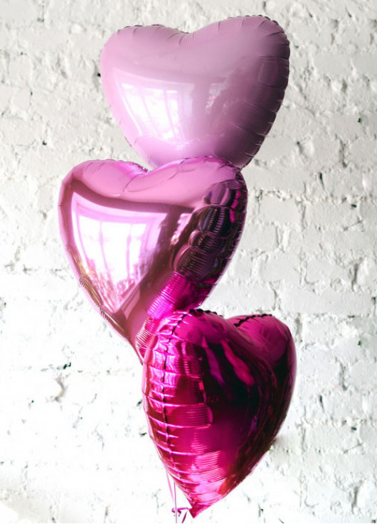 Сет фольгированных сердец 3 шт. розовые