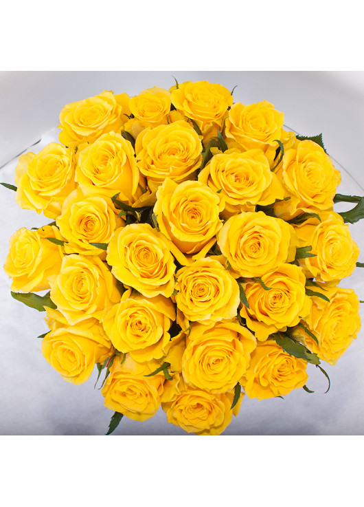 Желтые розы в коробке 39 шт.
