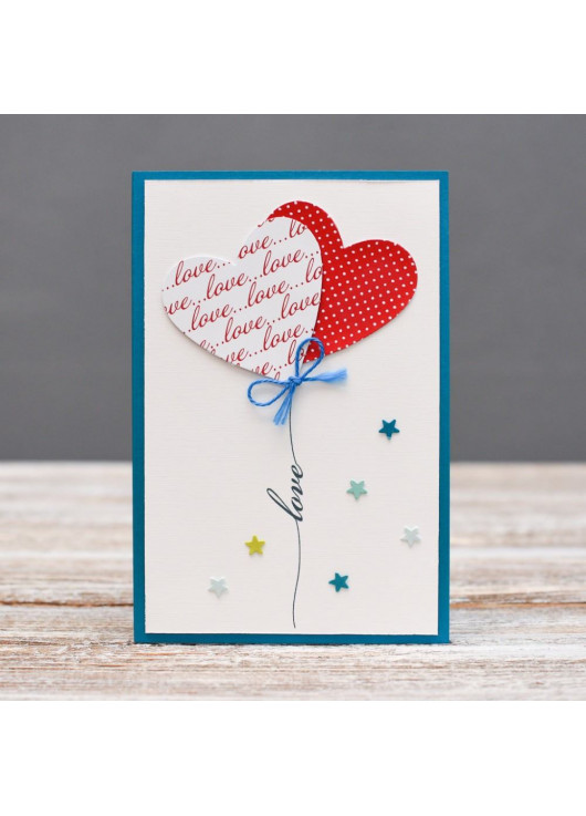 Открытка "Love you"  шарики в форме сердца на открытке