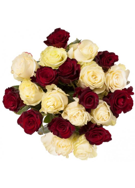 Букет красных и белых роз  "Виктория"