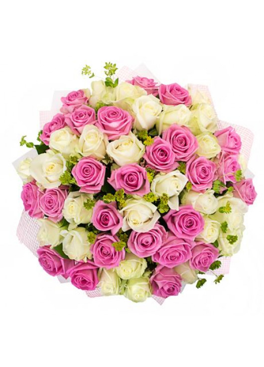 Букет белых и розовых роз Зефир