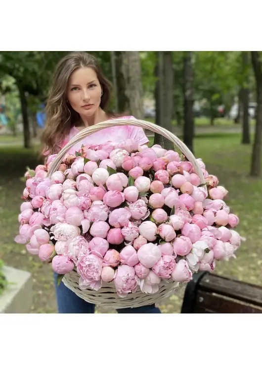 Люкс корзина 201 пион! Люкс корзина 201 пион!
