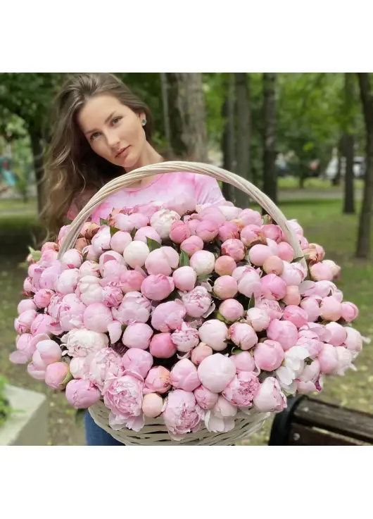 Люкс корзина 201 пион! Люкс корзина 201 пион!