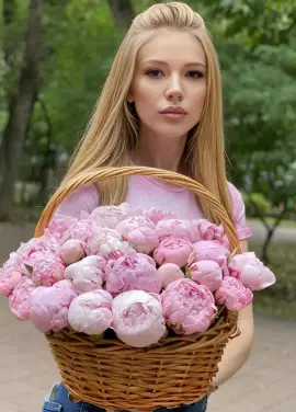 51 Пион Сара Бернар в корзинке купить в Днепре