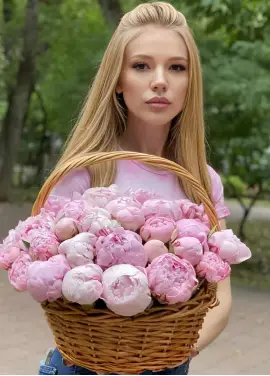 51 Пион Сара Бернар в корзинке купить в Днепре