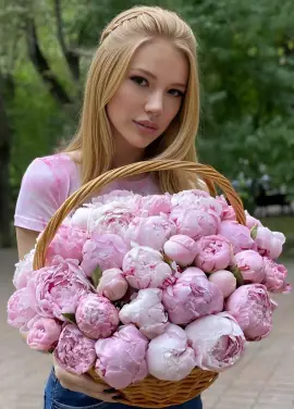 51 Пион Сара Бернар в корзинке купить в Днепре