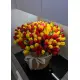Букет из 201 микс тюльпанов в плетёной корзине люкс