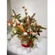 Новогодняя коробка Happy New Year с цветами и елками
