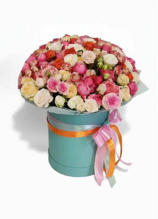 Микс кустовых роз в коробке XL — 25-31 ветка