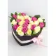 Белые и розовые розы коробка-сердце Белые и розовые розы коробка-сердце