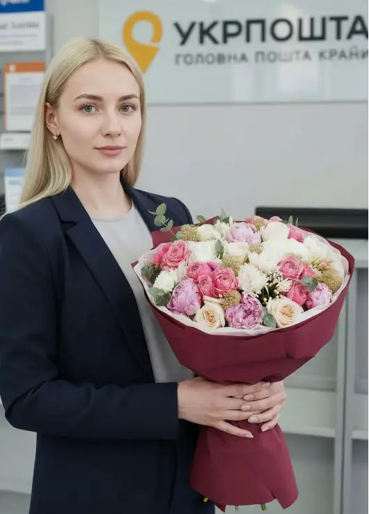 Букет «Николь» с пионами (небольшой)