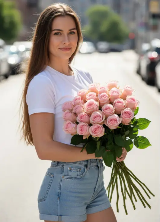 Букет из 25 розовых роз «Джумиля»
