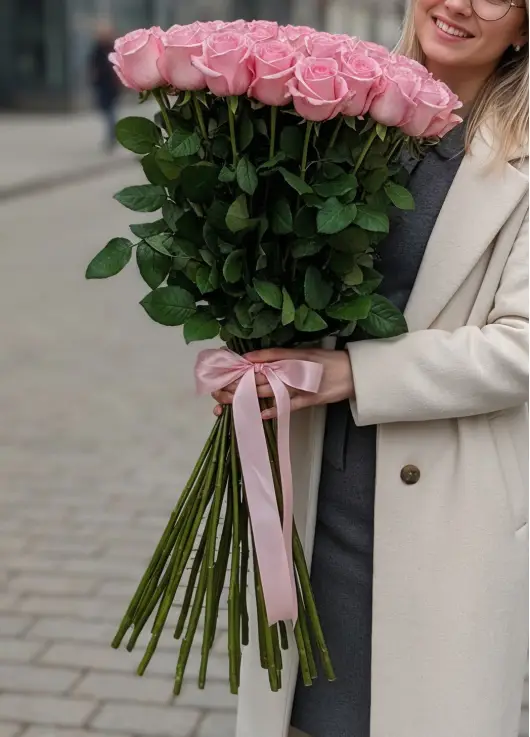 Букет из 45 высоких розовых роз «Be Sweet»