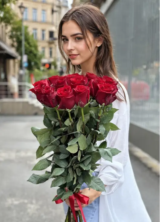 19 королевских роз крупных импортных роз