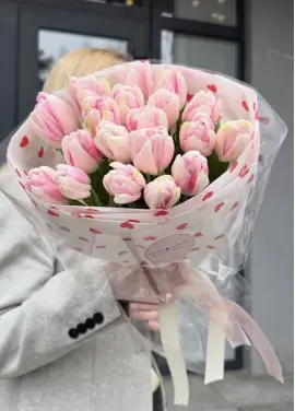 Букет из 19 розовых тюльпанов (импорт, Голландия)