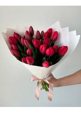 Букет из 19 красных тюльпанов (импорт, Голландия)
