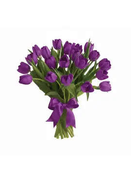 Букет из 25 фиолетовых тюльпанов (импорт, Голландия)