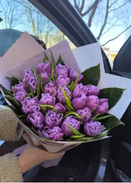 Букет из 25 пионовидных тюльпанов (импорт, Голландия)