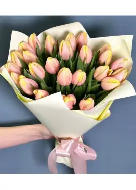 Букет из 25 розовых тюльпанов (импорт, Голландия)