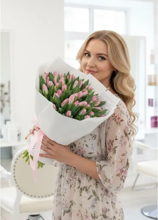 Букет из 45 розовых тюльпанов (импорт, Голландия)