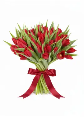 Букет из 45 красных тюльпанов (импорт, Голландия)